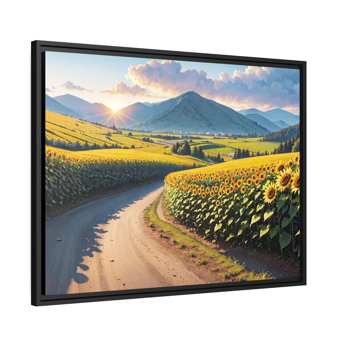 Sunflowers AI Gen Matte Canvas, Black Frame