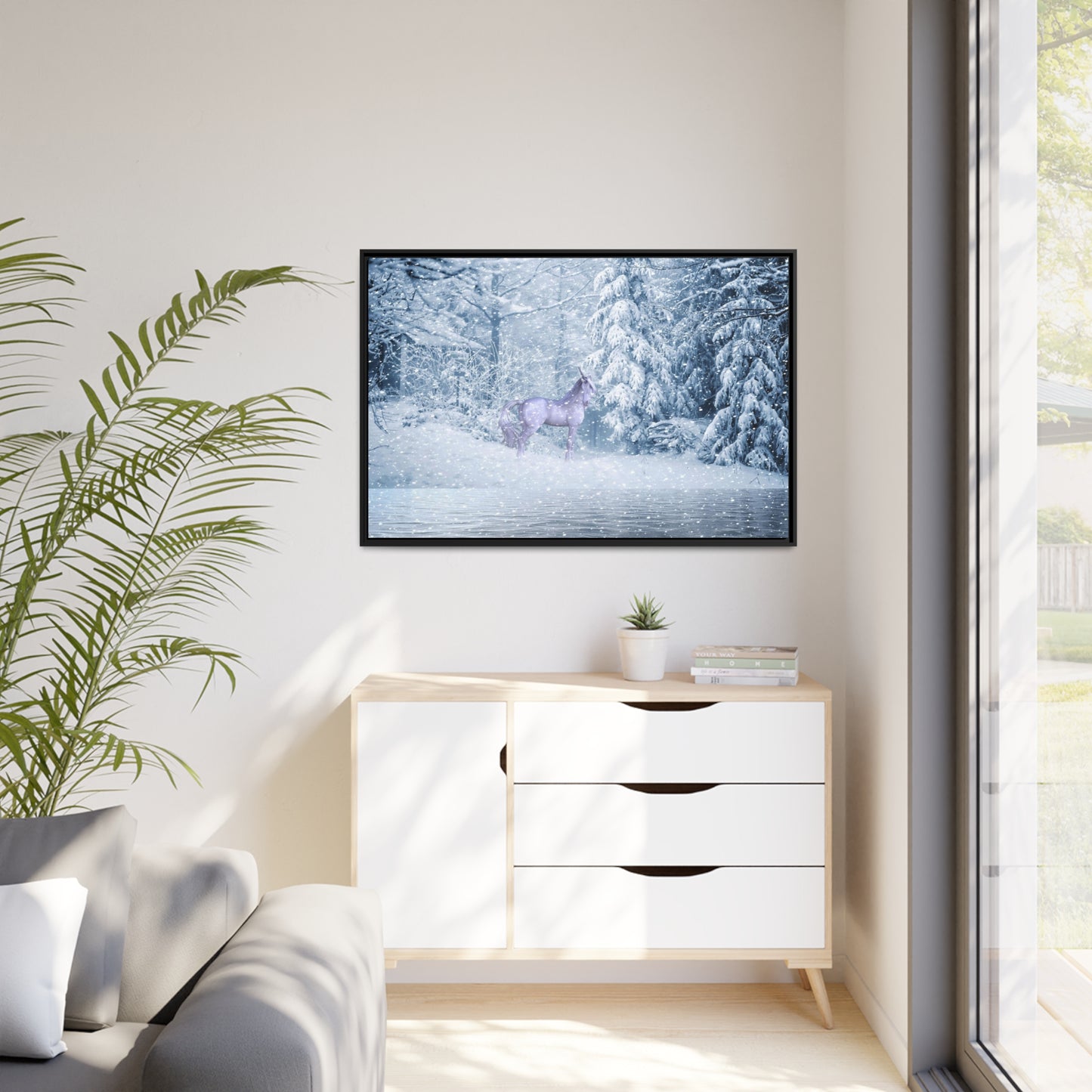 Mystic Unicorn Matte Canvas, Black Frame