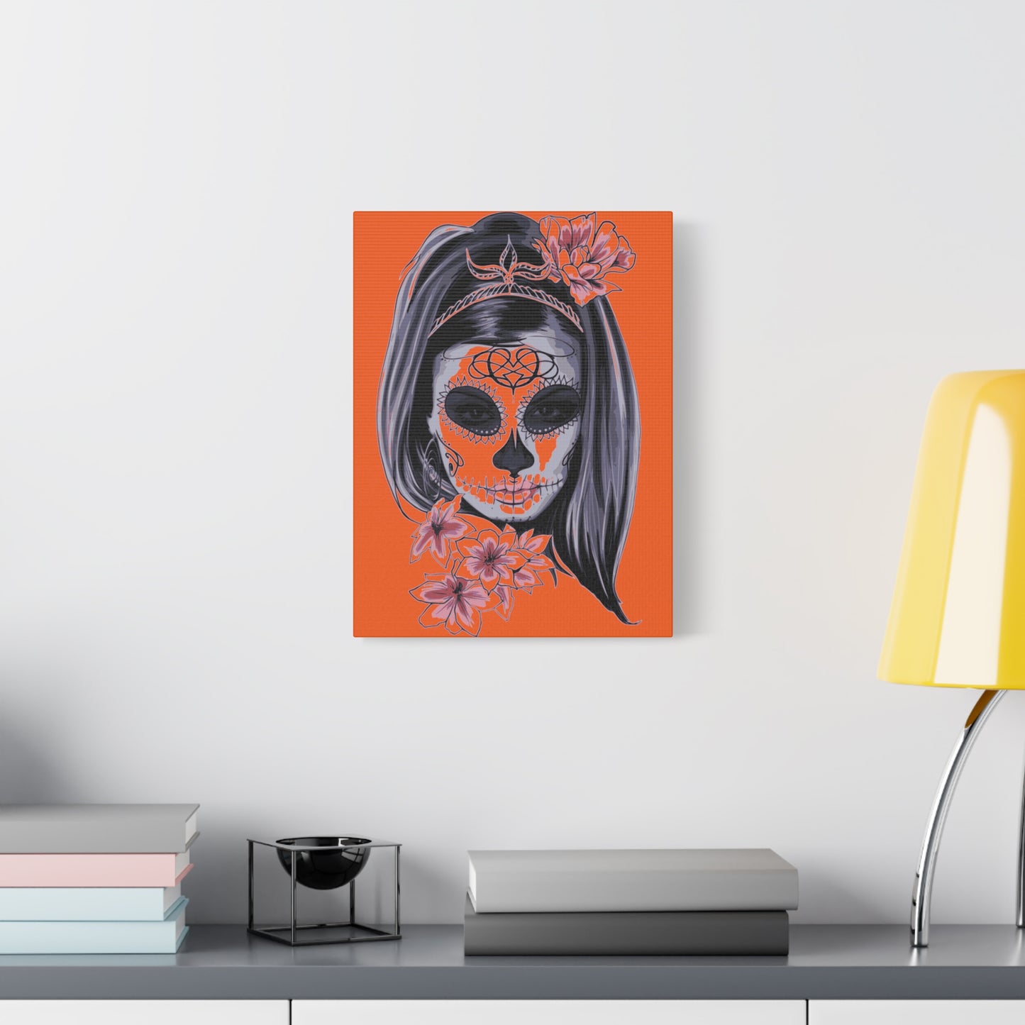 Lady Dead Mask Orange Matte Canvas, Stretched, 1.25"