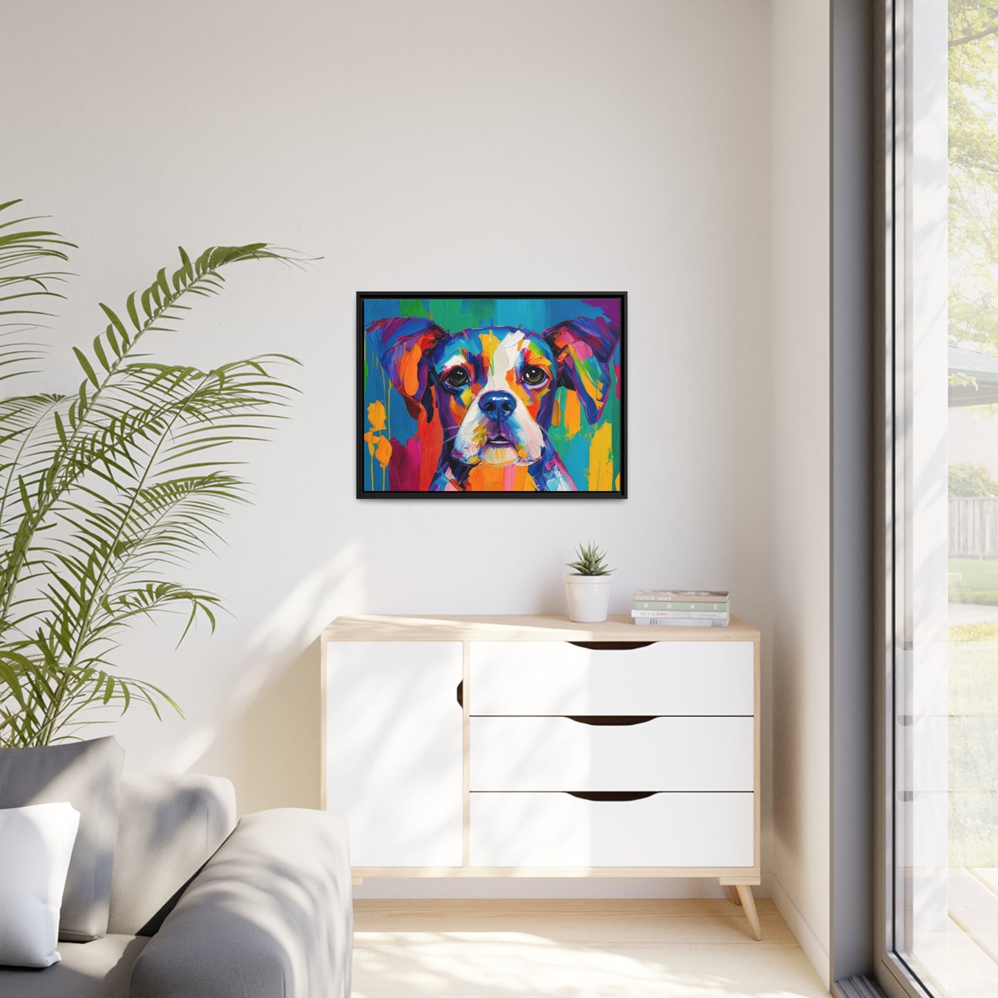 Dog AI Gen Matte Canvas, Black Frame