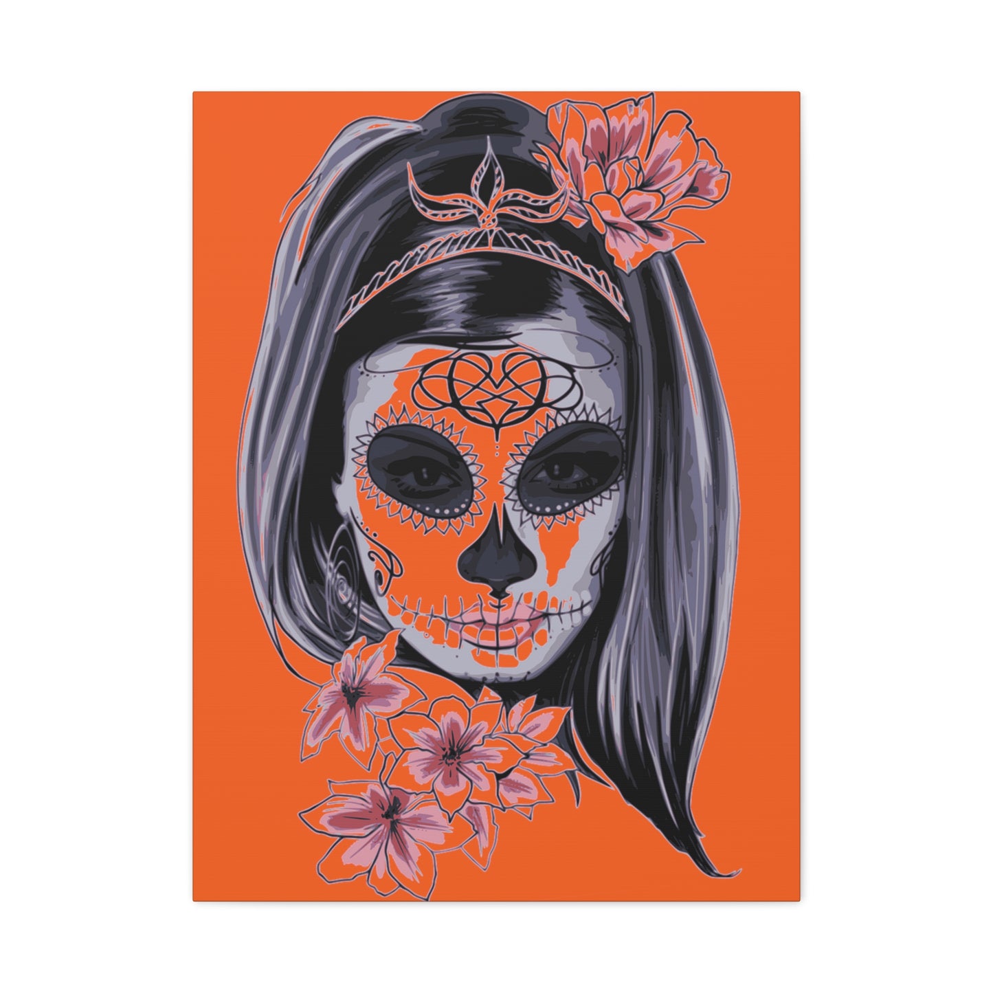 Lady Dead Mask Orange Matte Canvas, Stretched, 1.25"