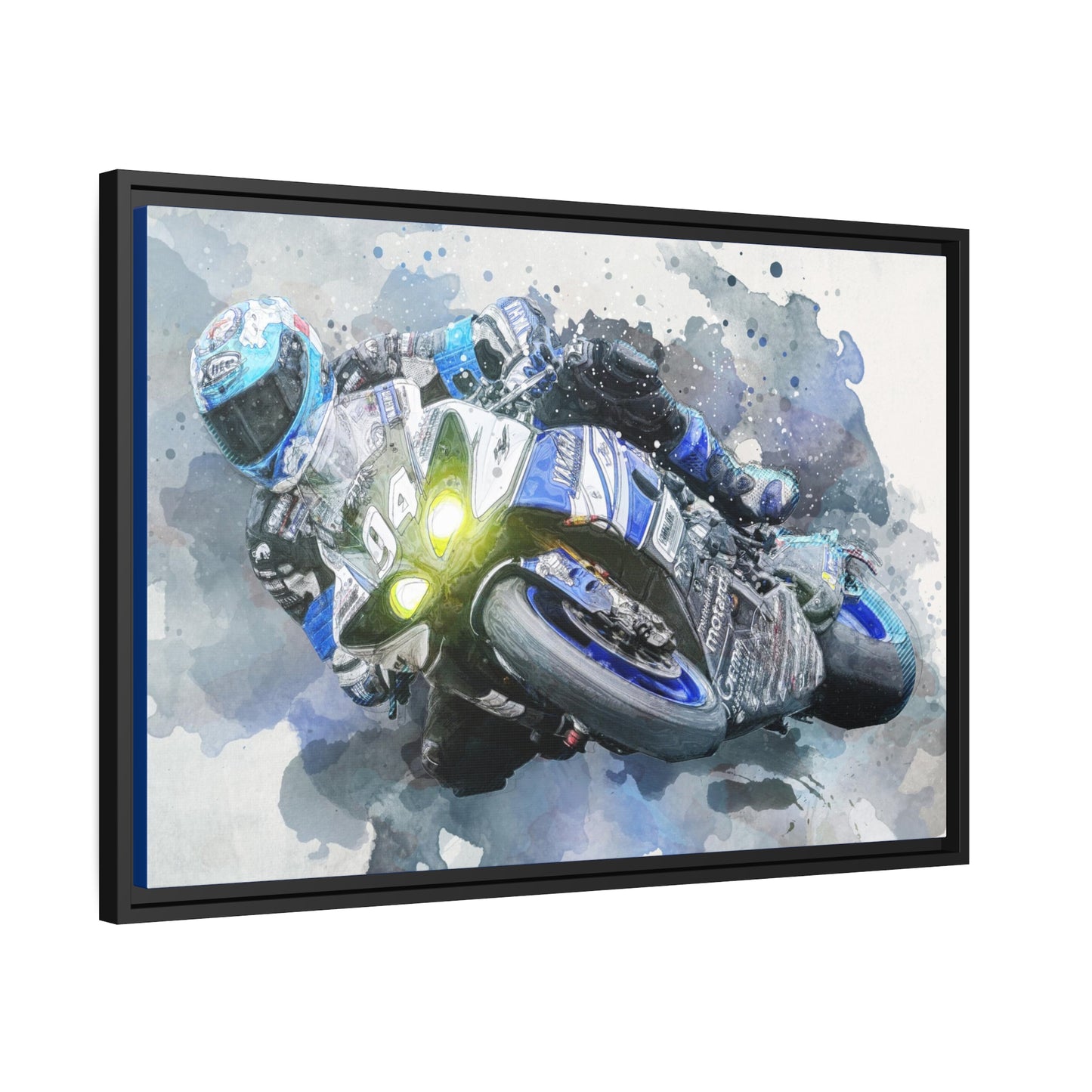 Motorcycle Race Matte Canvas, Black Frame