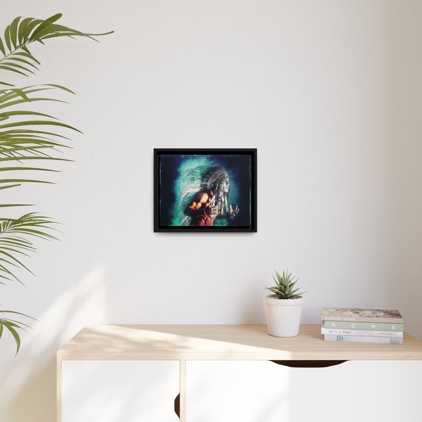 First Nation Man Matte Canvas, Black Frame