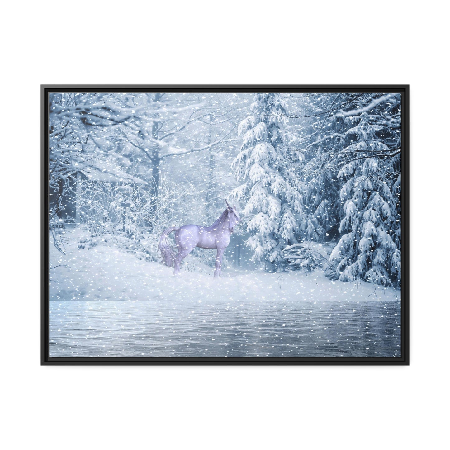 Mystic Unicorn Matte Canvas, Black Frame