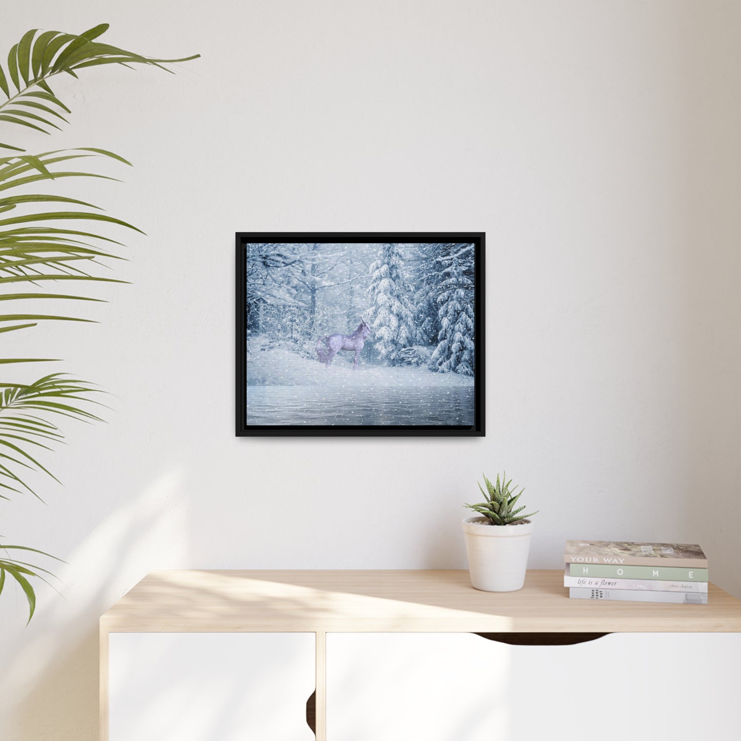 Mystic Unicorn Matte Canvas, Black Frame