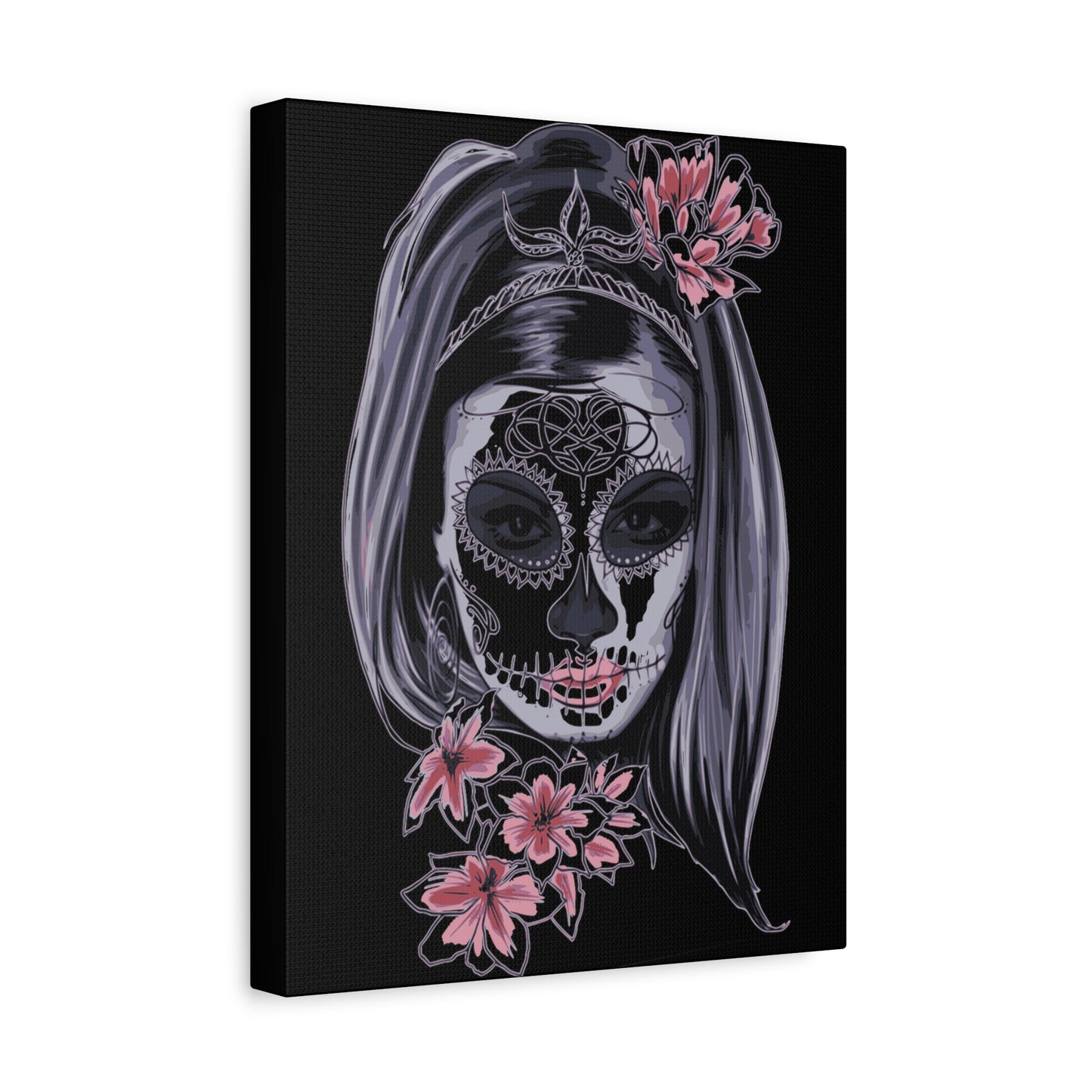 Lady Dead Mask Black Matte Canvas, Stretched, 1.25"