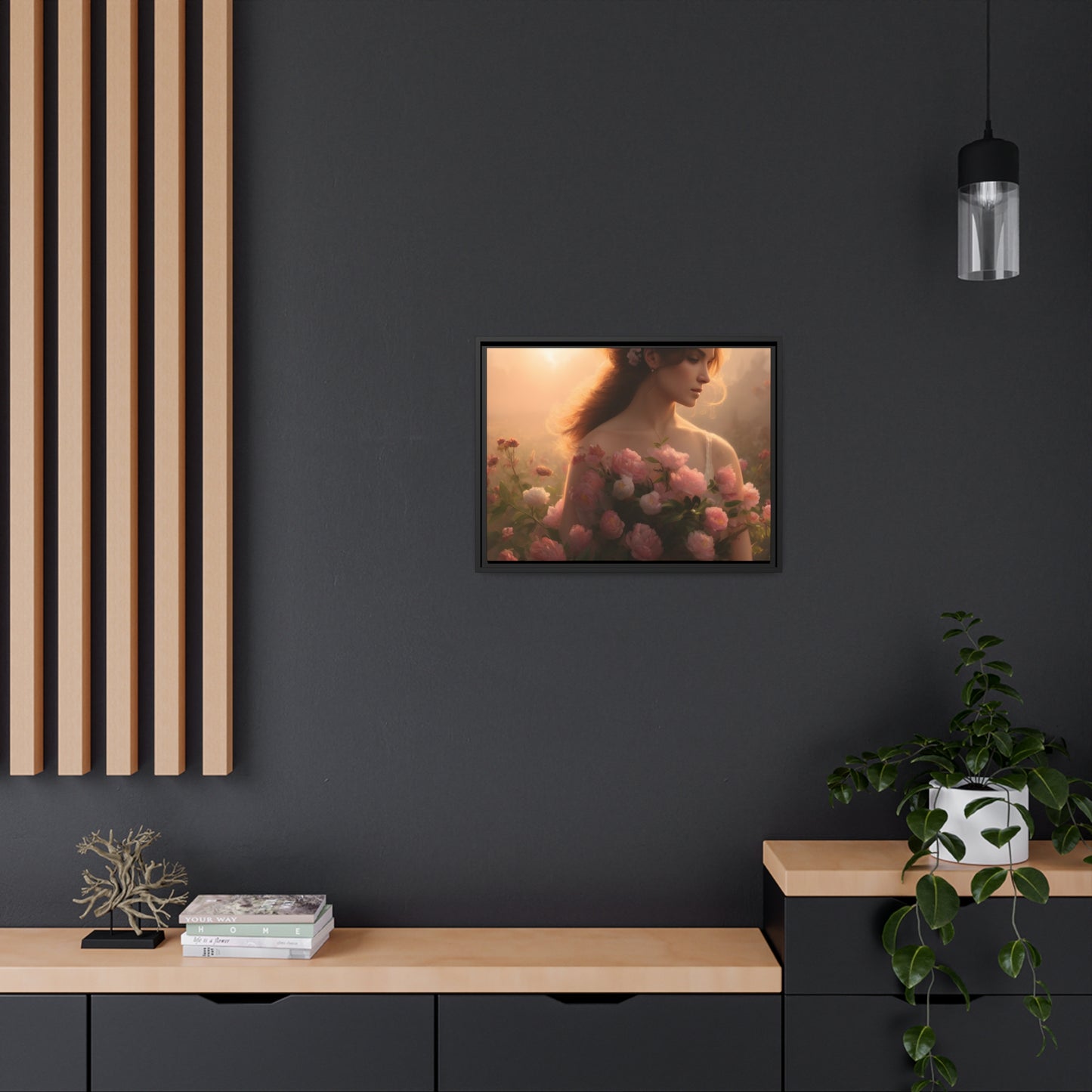 Women Roses Matte Canvas, Black Frame