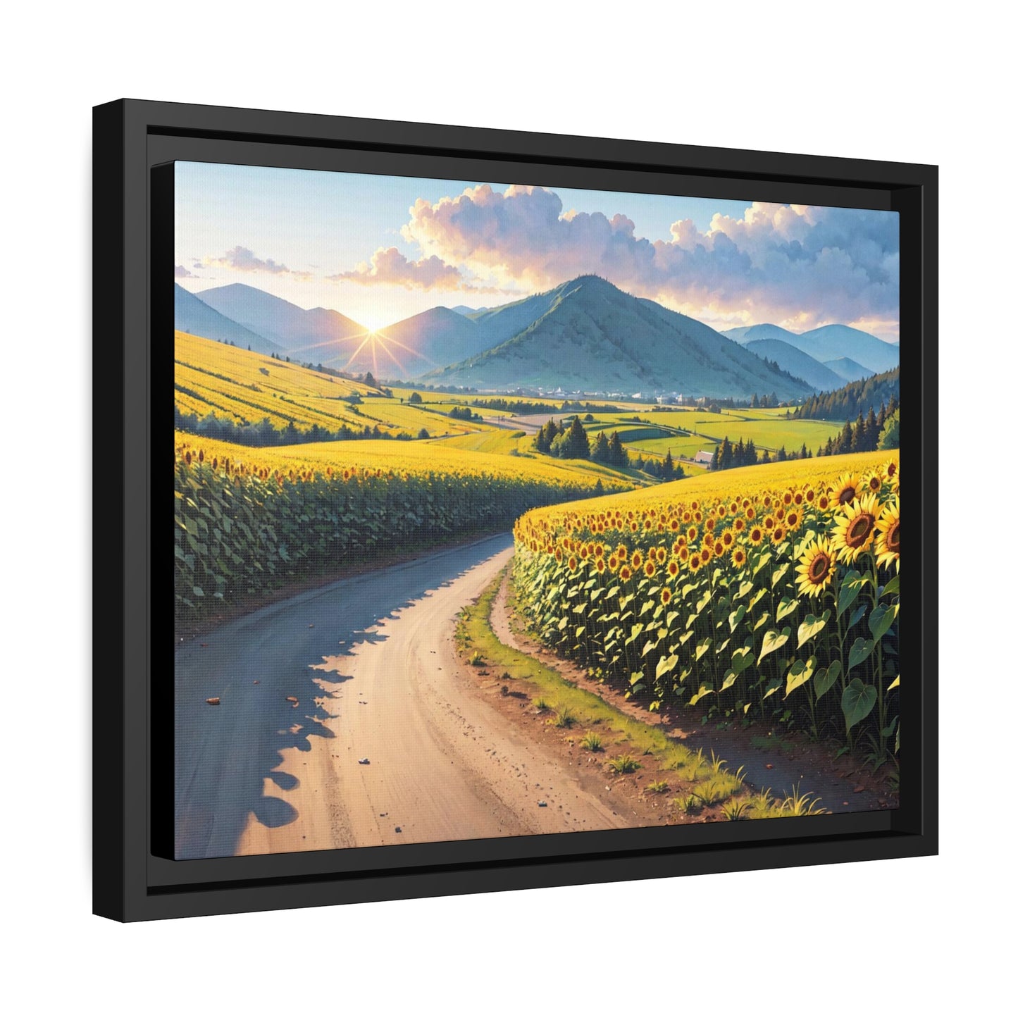 Sunflowers AI Gen Matte Canvas, Black Frame