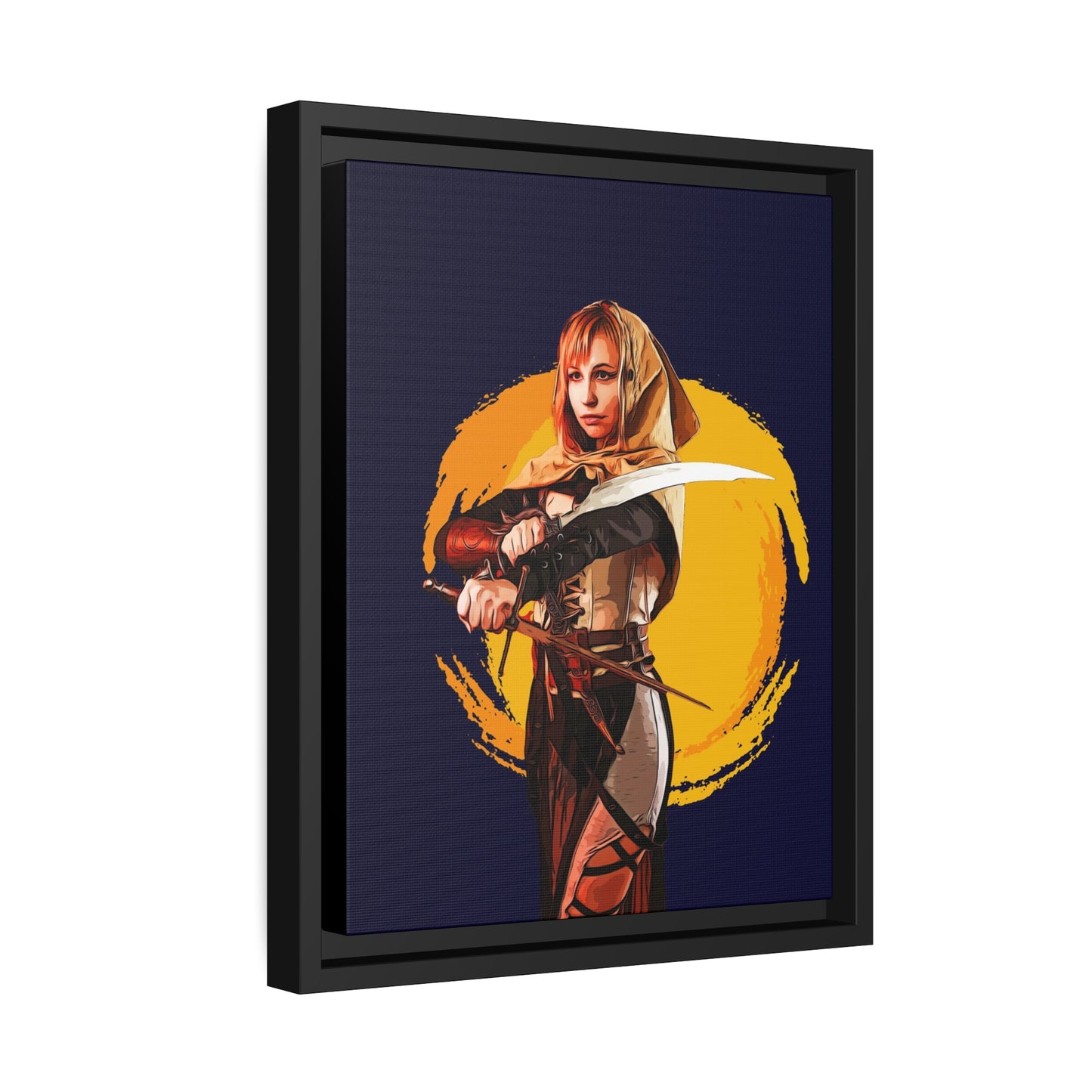 Cosplay Woman Warrior Matte Canvas, Black Frame