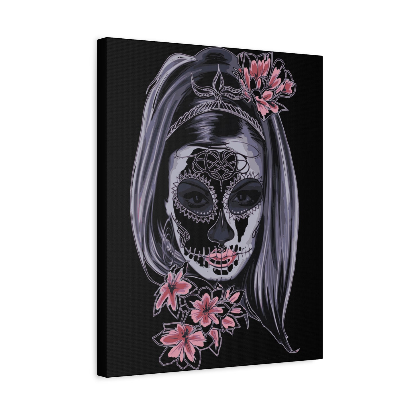 Lady Dead Mask Black Matte Canvas, Stretched, 1.25"
