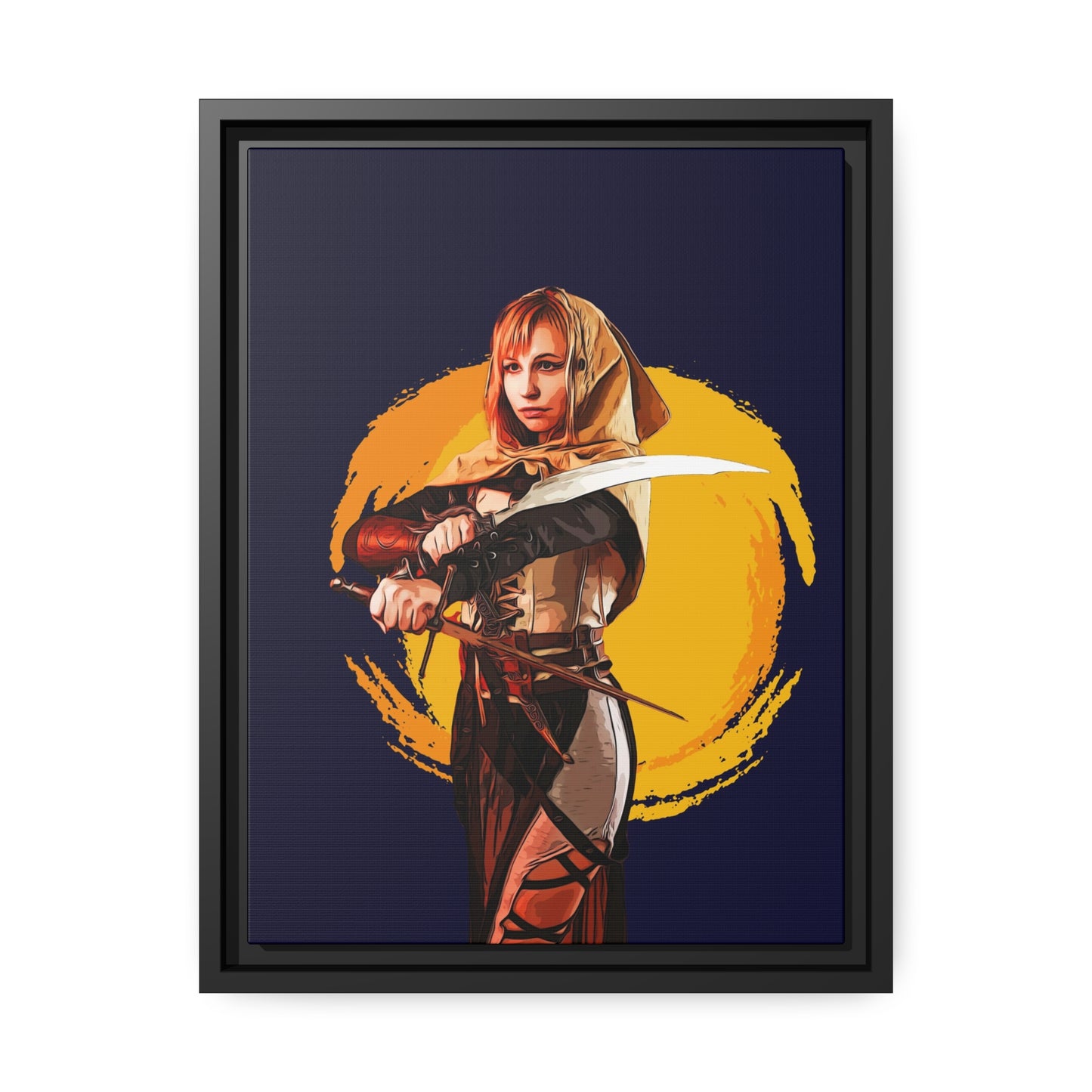 Cosplay Woman Warrior Matte Canvas, Black Frame