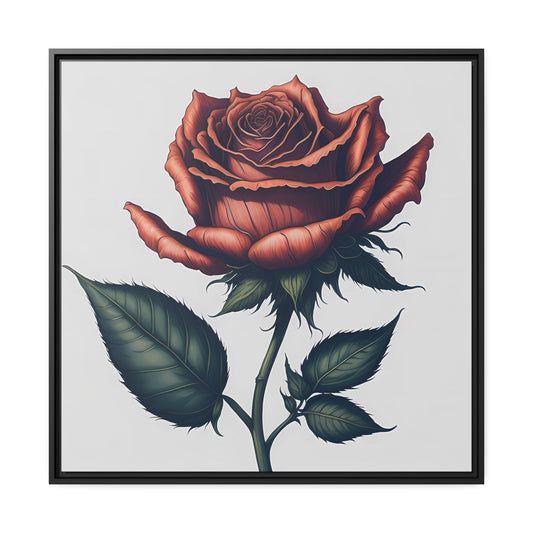 Rose AI Gen Matte Canvas, Black Frame