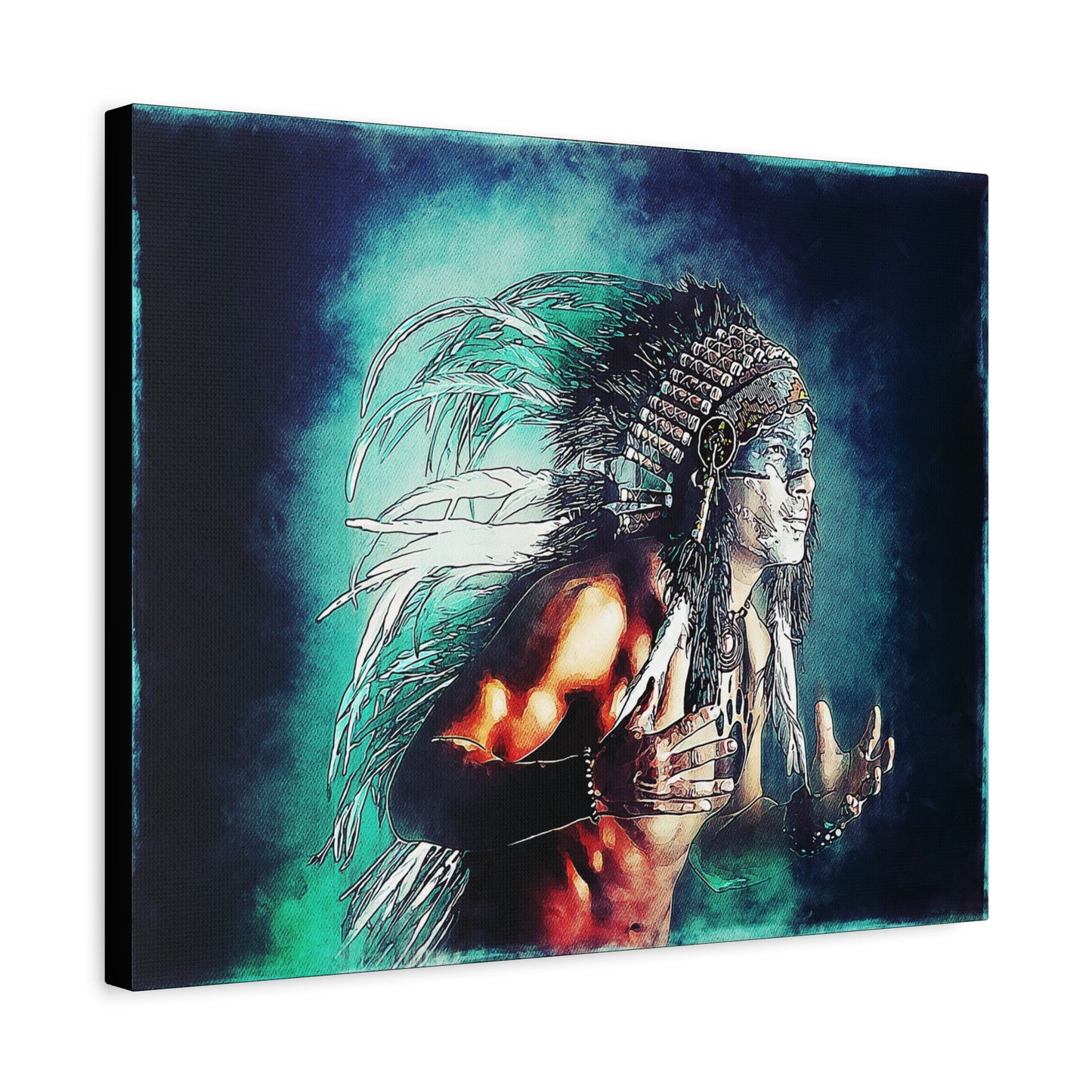 First Nation Man Matte Canvas, Stretched, 1.25"