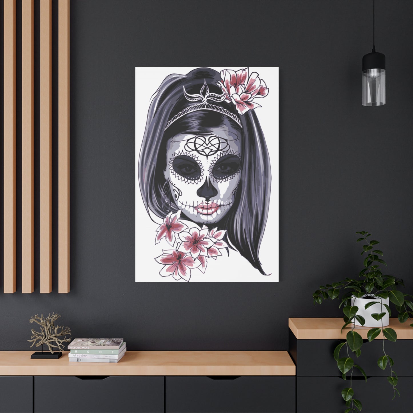 Lady Dead Mask White Matte Canvas, Stretched, 1.25"