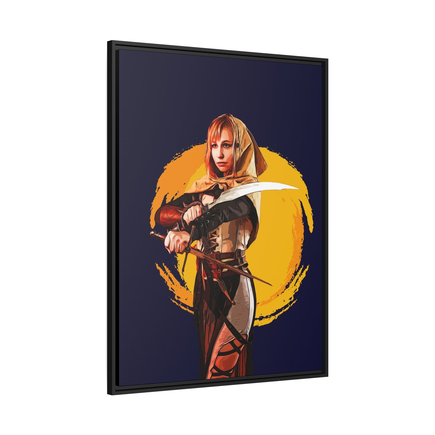 Cosplay Woman Warrior Matte Canvas, Black Frame