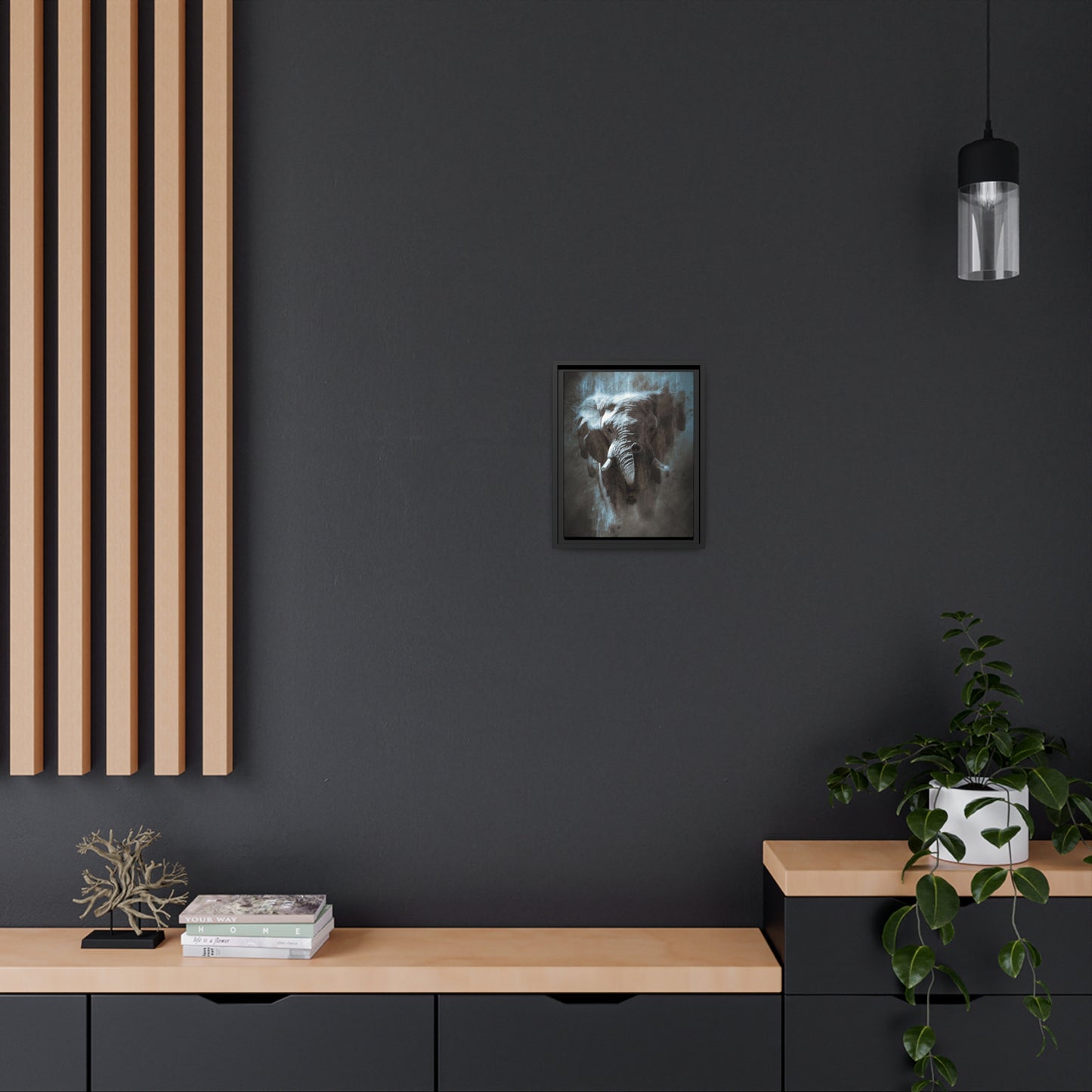 Elephant AI Gen Matte Canvas, Black Frame
