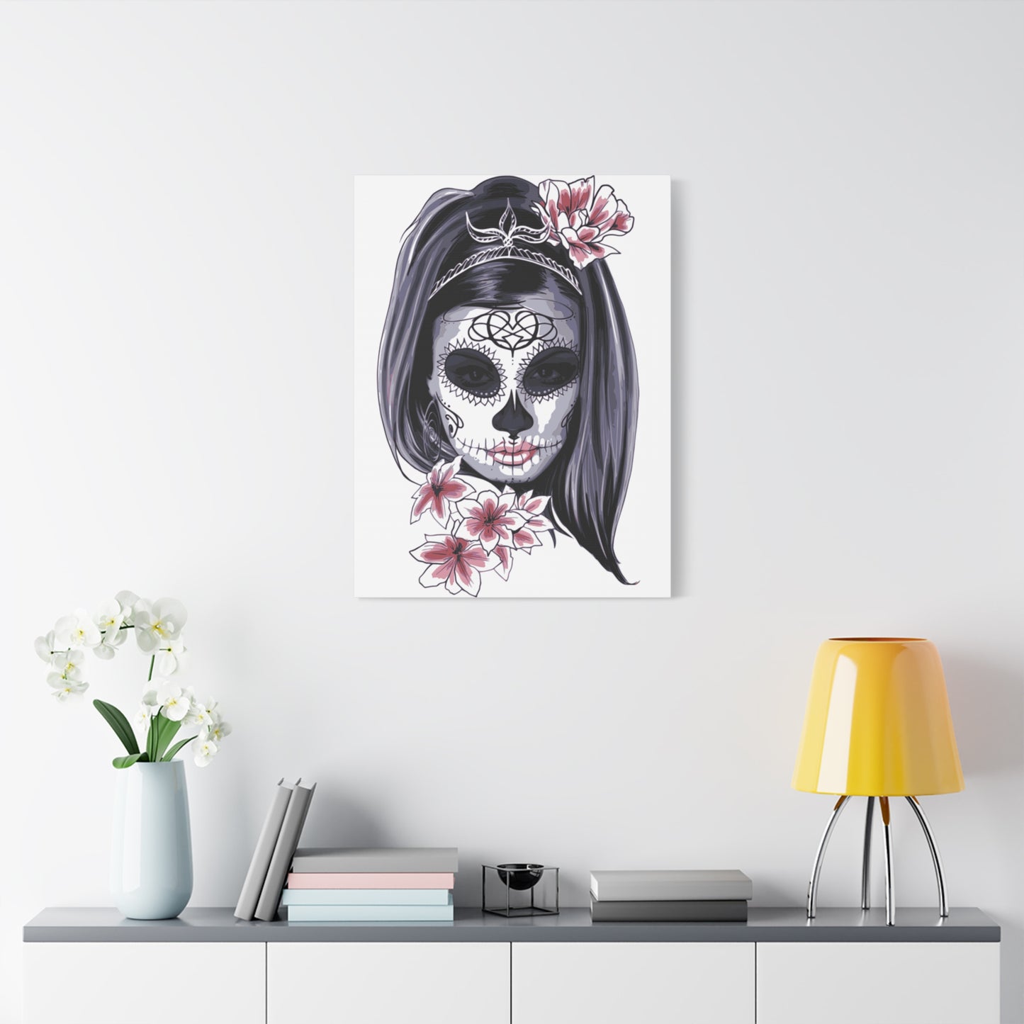 Lady Dead Mask White Matte Canvas, Stretched, 1.25"