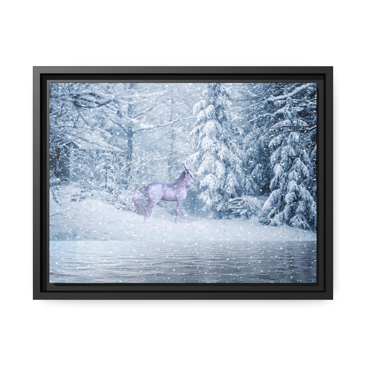Mystic Unicorn Matte Canvas, Black Frame