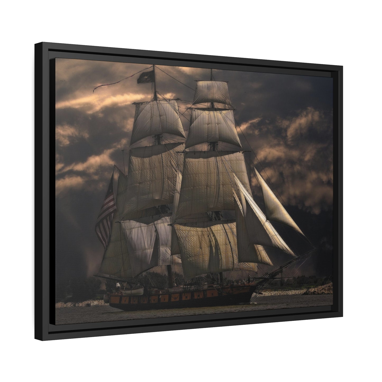 Sailing Ship Matte Canvas, Black Frame
