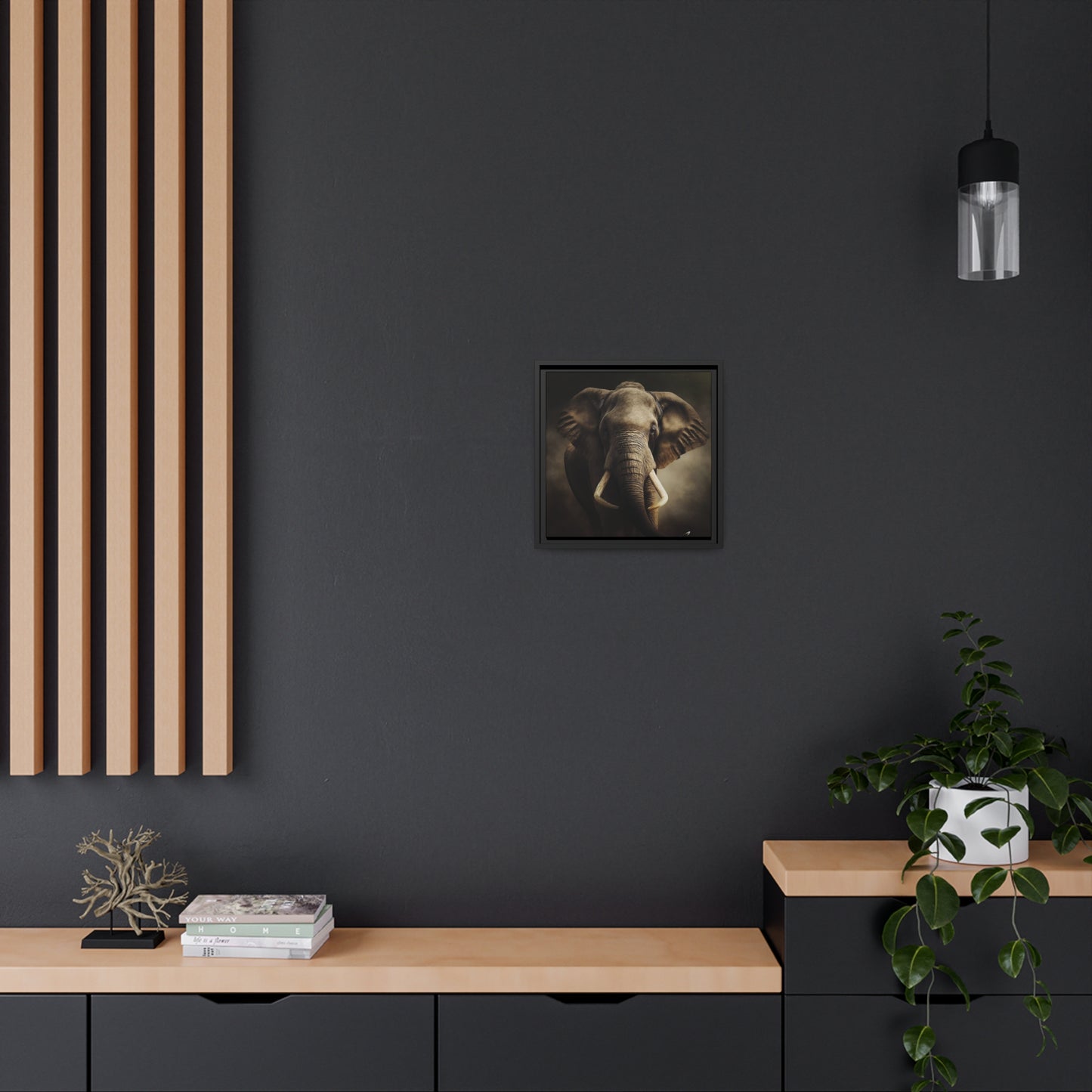 Elephant Matte Canvas, Black Frame