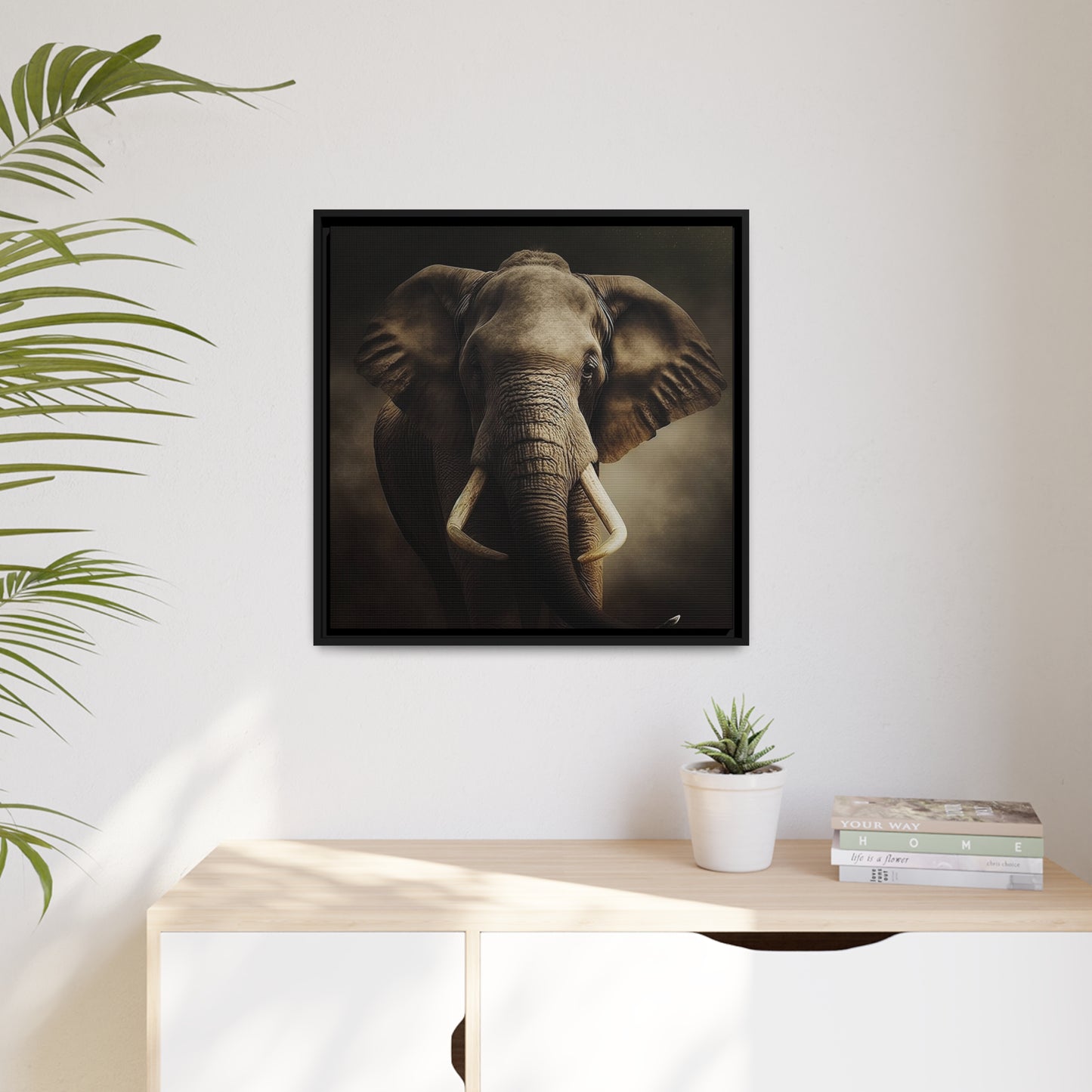 Elephant Matte Canvas, Black Frame