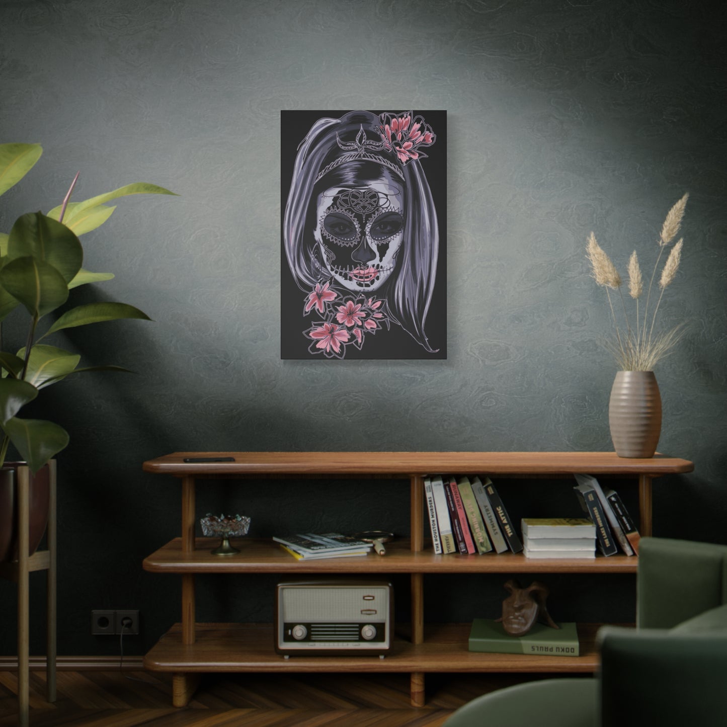 Lady Dead Mask Black Matte Canvas, Stretched, 1.25"
