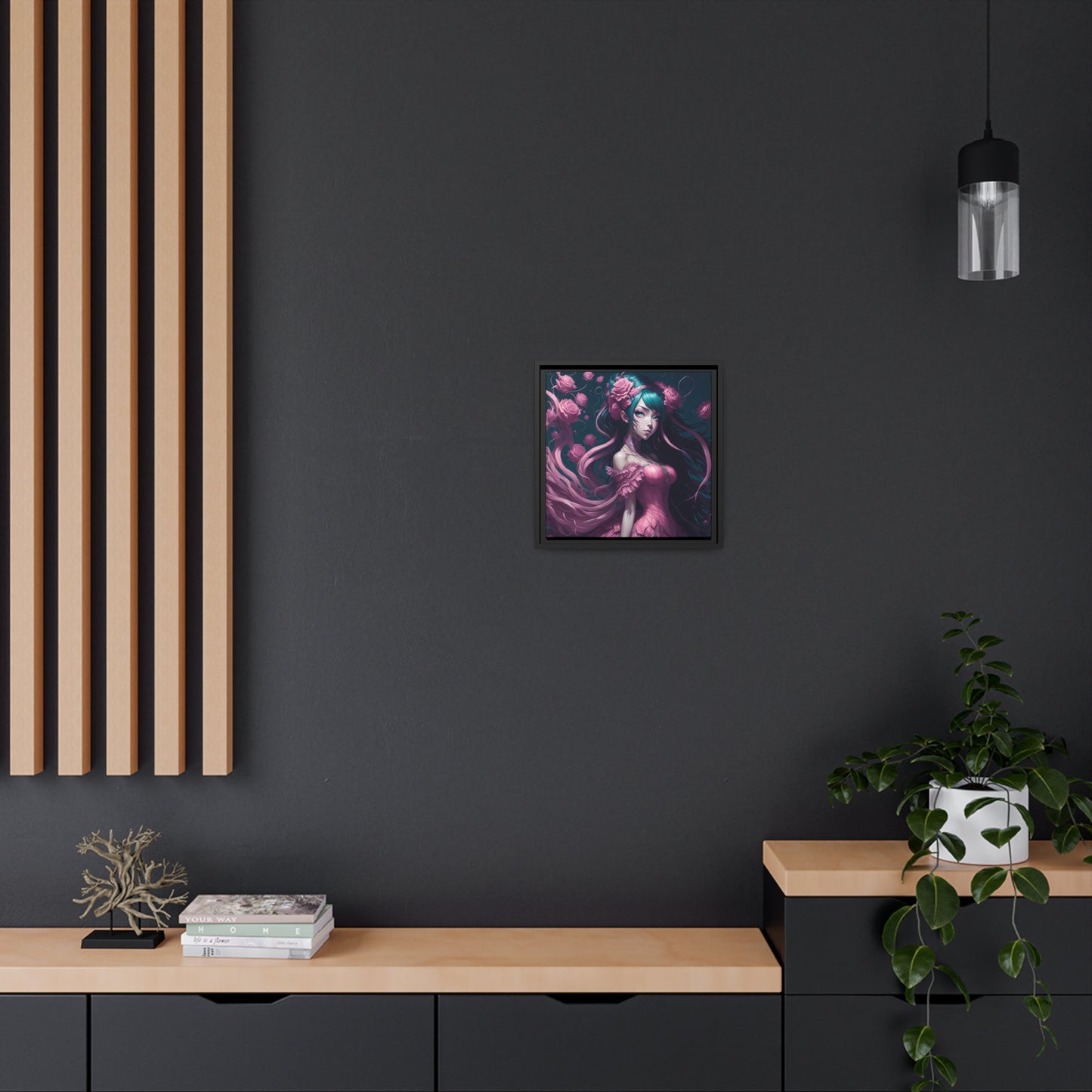 Lady Rose AI Gen Matte Canvas, Black Frame