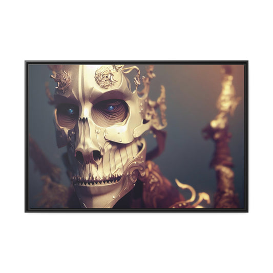 Skull AI Gen Matte Canvas, Black Frame