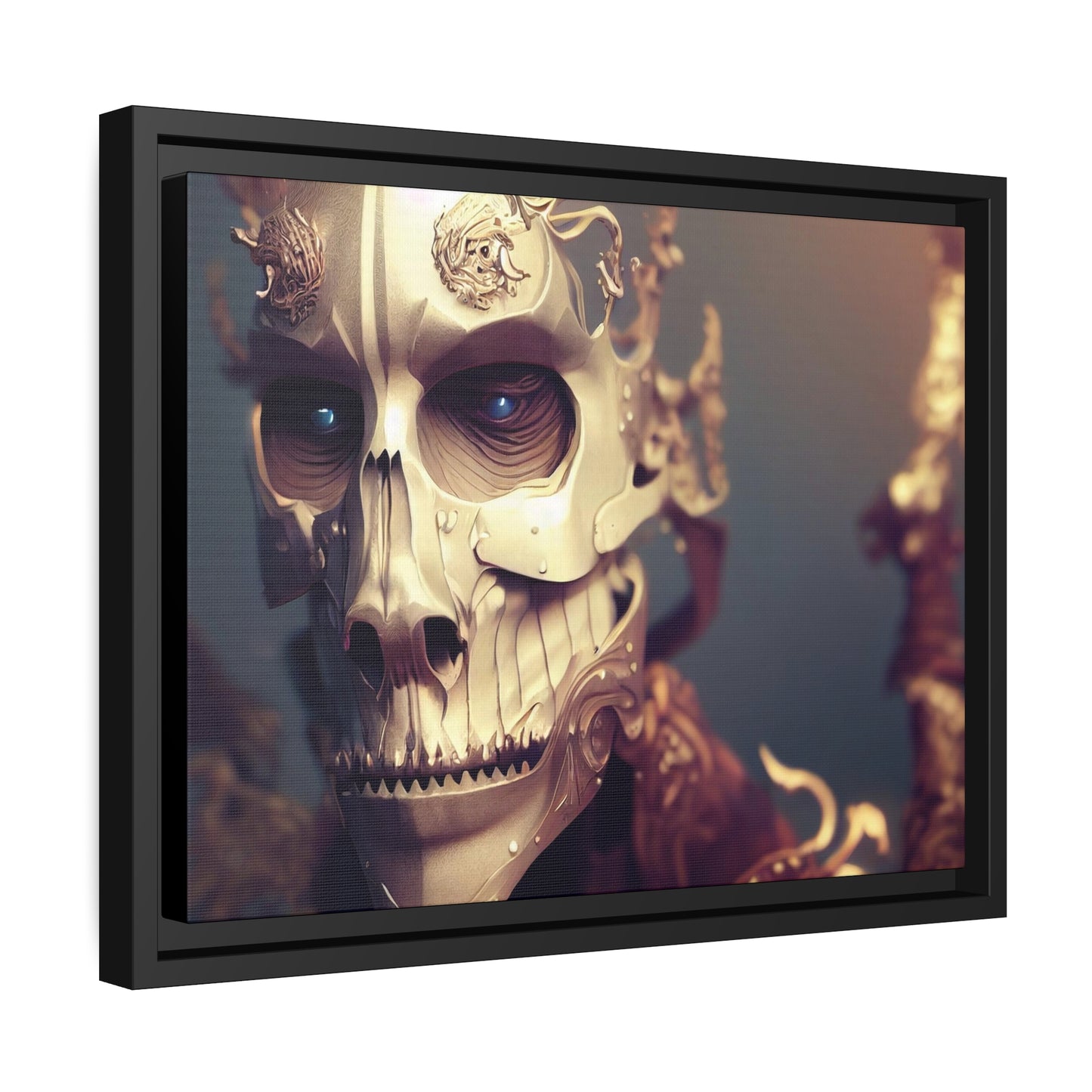 Skull AI Gen Matte Canvas, Black Frame