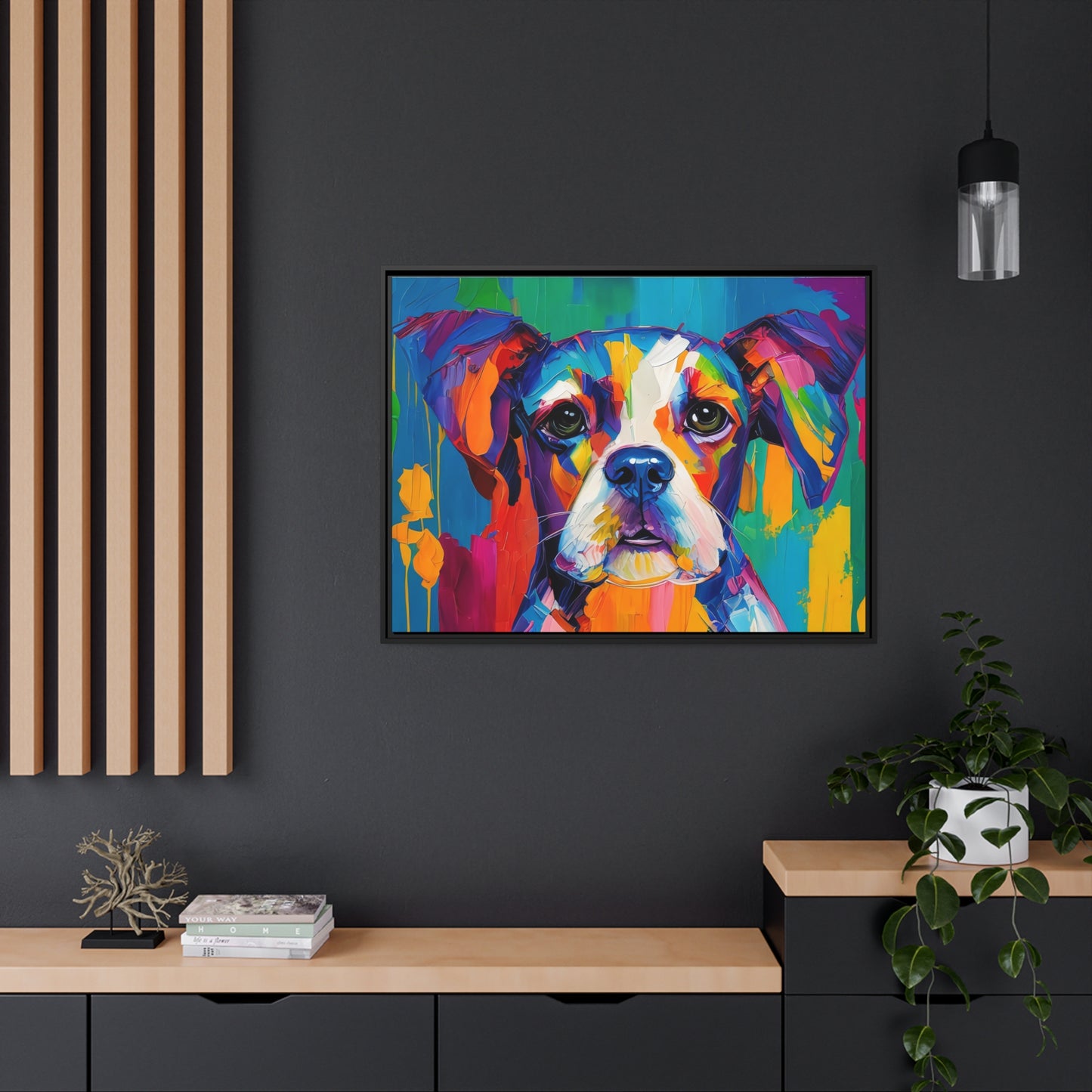 Dog AI Gen Matte Canvas, Black Frame