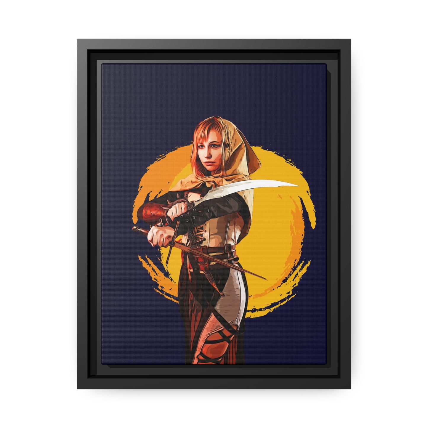 Cosplay Woman Warrior Matte Canvas, Black Frame