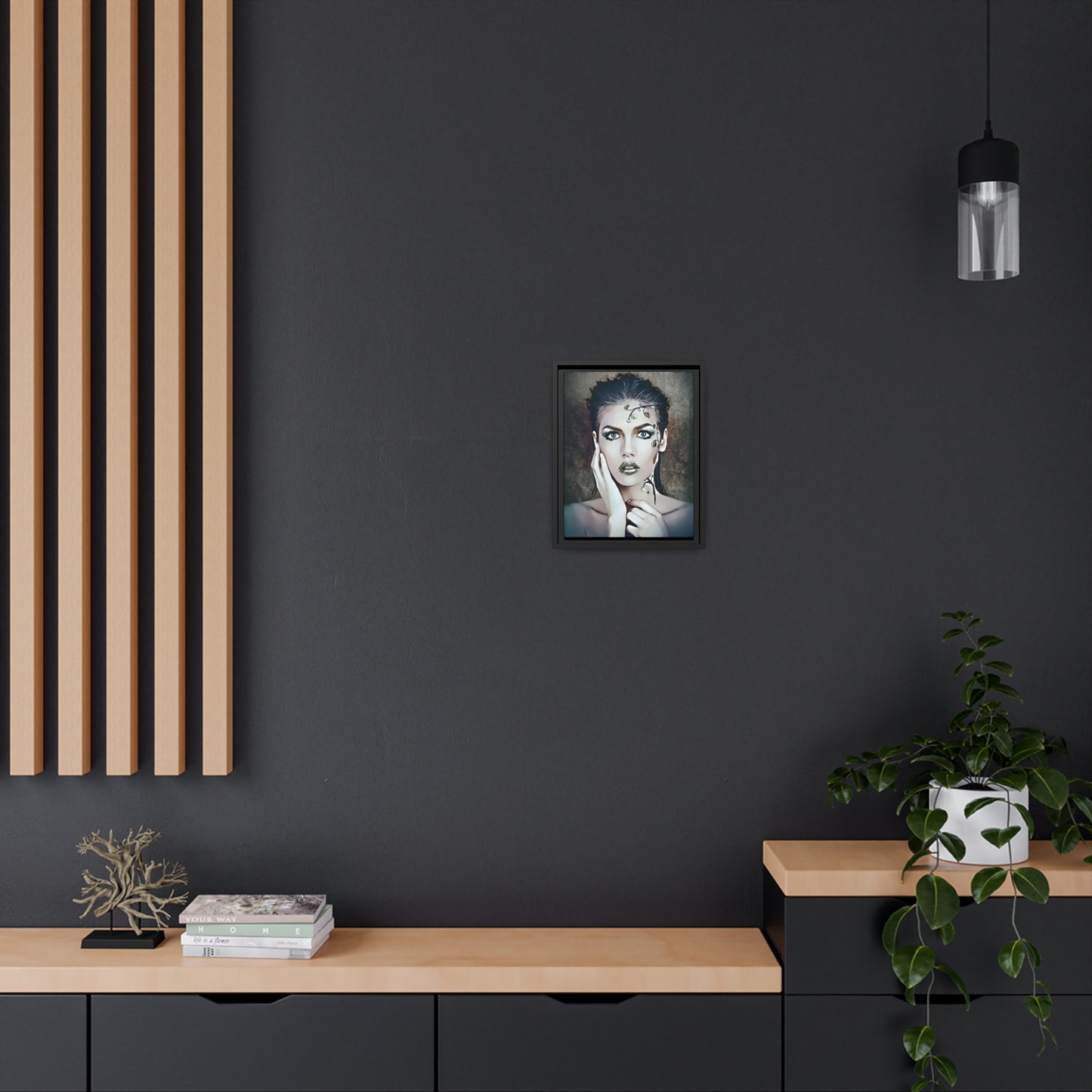 Woman Portrait Matte Canvas, Black Frame